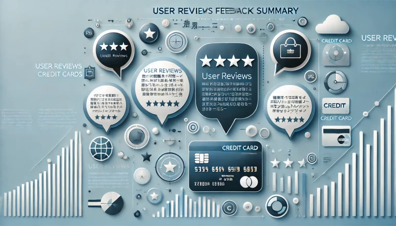 DALL·E 2025-02-16 16.24.11 - A sleek and modern infographic illustrating _User Reviews and Feedback Summary_ for credit cards. The image should have a professional financial theme