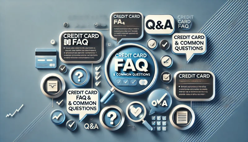 DALL·E 2025-02-16 16.26.30 - A sleek and modern infographic showcasing _Credit Card FAQ & Common Questions_ with a professional financial theme. The image should feature speech bu