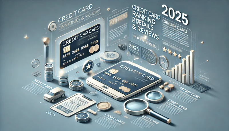 DALL·E 2025-02-16 16.23.11 - A modern and clean infographic showcasing _Credit Card Ranking Details & Reviews_ for 2025. The image should have a financial theme with a sleek credi